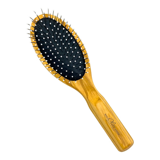 Dural Olive wood rubber cushion hair brush with steel pins and ball tips - Tekeno