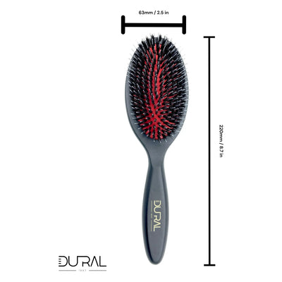 Dural Beech wood rubber cushion hair brush with boar bristles and nylon - Tekeno