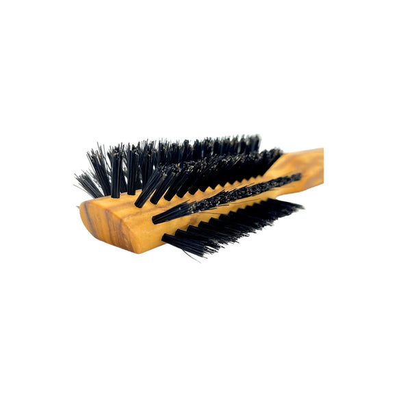 Semi-Circular Olive Wood Boar Bristle Brush - 7 Rows