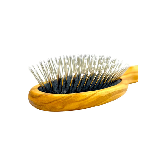 Dural Olive wood rubber cushion hair brush with steel pins and ball tips - Tekeno