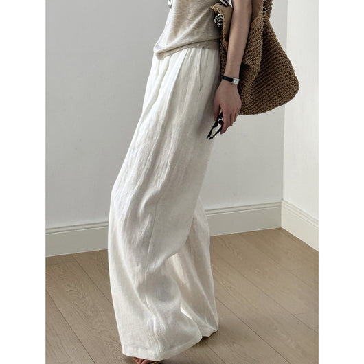 Pantalón Drapeado Slim Cintura Alta con Pierna Ancha - Image 3