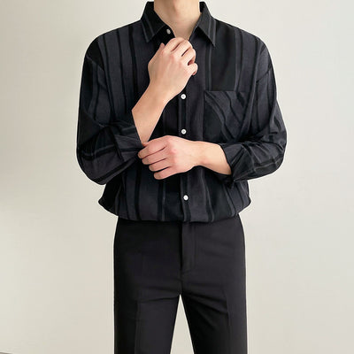 Camisa Casual de Manga Larga Negra para Hombre - Image 6