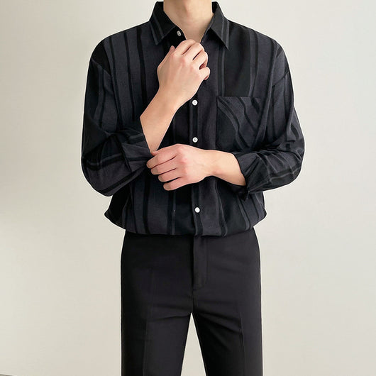 Camisa Casual de Manga Larga Negra para Hombre - Image 6
