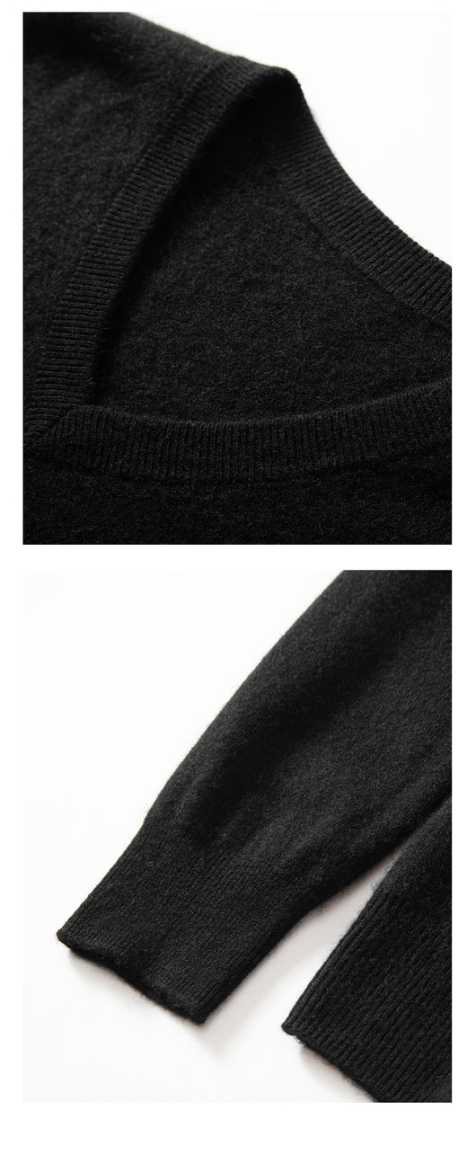 Suéter Minimalista Cuello en V para Hombre - Image 28