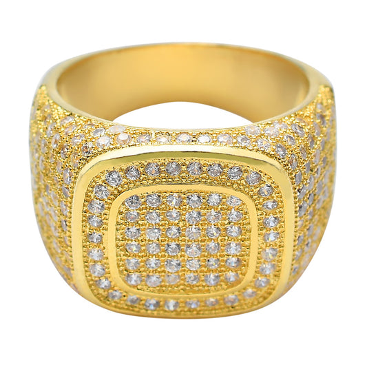 Anillo Hip Hop Chapado en Oro con Circonitas Micro Incrustadas - Image 2