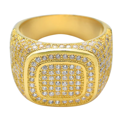 Anillo Hip Hop Chapado en Oro con Circonitas Micro Incrustadas - Image 2