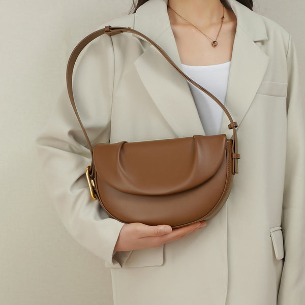 Bolso Bandolera de Cuero Vacuno con Pliegues