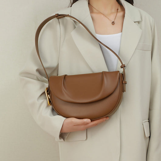 Bolso Bandolera de Cuero Vacuno con Pliegues
