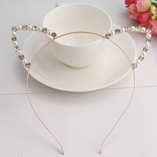 Diadema de Orejas de Gato con Perlas y Diamantes - Image 3