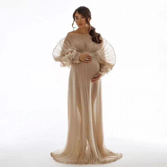 Vestido Largo Plisado Transparente para Embarazadas con Vientre Pronunciado - Image 2