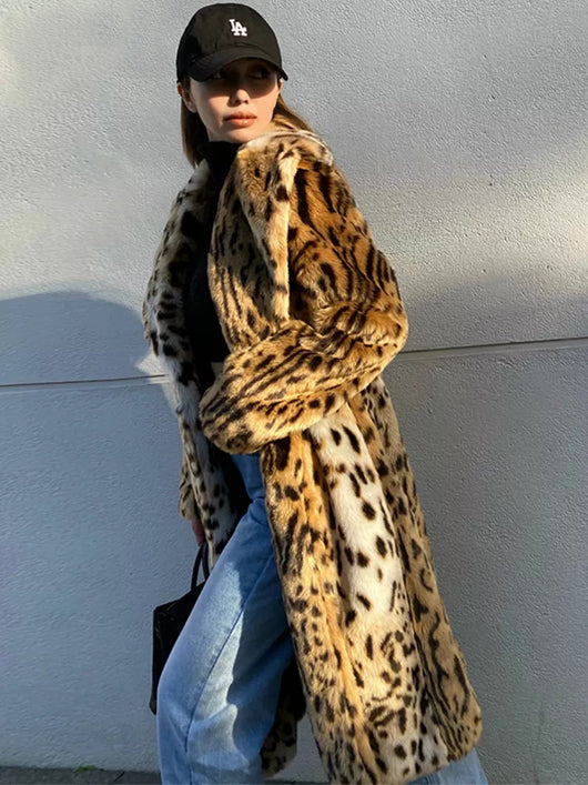 Abrigo de Piel Sintética Estampado Leopardo para Mujer - Image 3