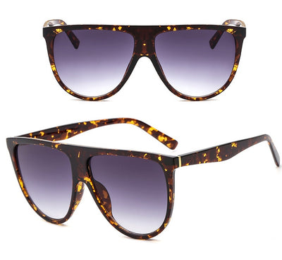 Women's full-frame tortoiseshell sunglasses with gradient purple lenses, shown from front and angled views. - Image 9