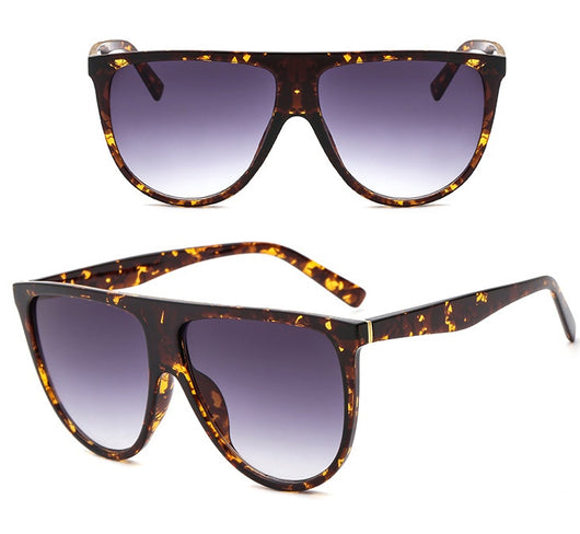 Women's full-frame tortoiseshell sunglasses with gradient purple lenses, shown from front and angled views. - Image 9