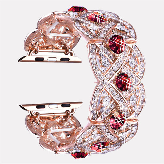 Correa de Reloj Metal Flor de Cuatro Pétalos con Diamantes - Image 8