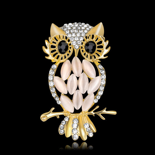 Broche Búho de Cristal Ópalo - Joya Elegante para Mayorista