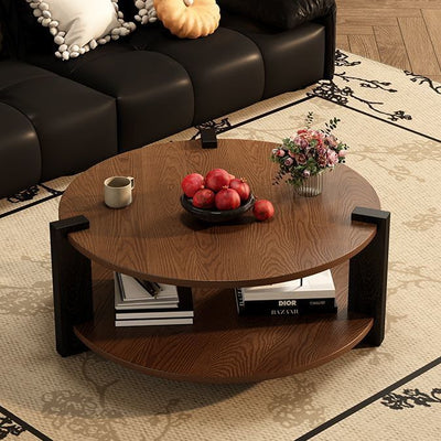 Mesa de Centro Circular en Nogal Negro - Diseño Clásico Madera Maciza - Image 7