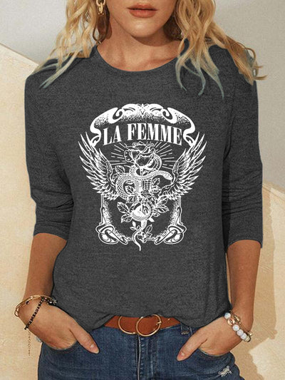 Playera de Cuello Redondo con Estampado Gráfico de Moda - Image 9