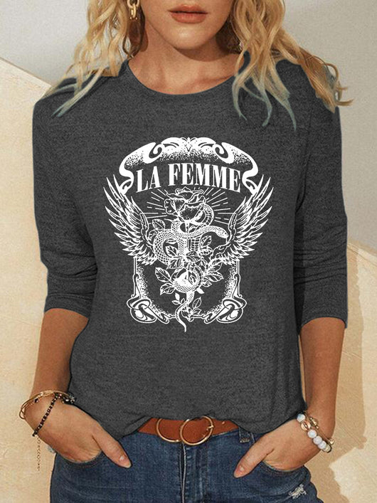 Playera de Cuello Redondo con Estampado Gráfico de Moda - Image 9