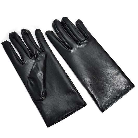 Guantes de Cuero Charol Negro Ajustados Finos - Image 7