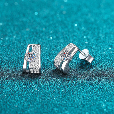 Aretes Rectangulares de Plata Esterlina con Moissanita - Image 5
