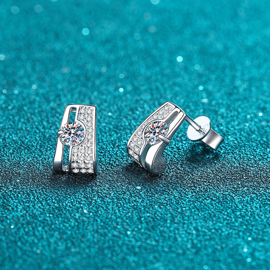 Aretes Rectangulares de Plata Esterlina con Moissanita - Image 5