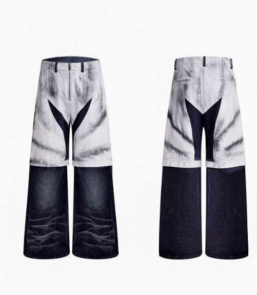Chaqueta Denim Patchwork de Cuero para Hombre - Estilo Urbano Hand Painted - Image 15
