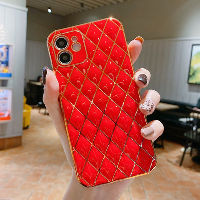 Funda para Celular de Piel de Cordero con Patrón Diamantado - Protección Resistente a Caídas - Image 8