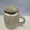 Taza de Oficina con Tapa y Cuchara Cerámica Diamante