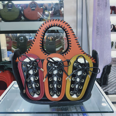 Bolso Bandolera Tejido con Detalles en Contraste para Mujer
