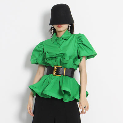 Blusa Princesa con Volantes y Solapa Simple - Image 3