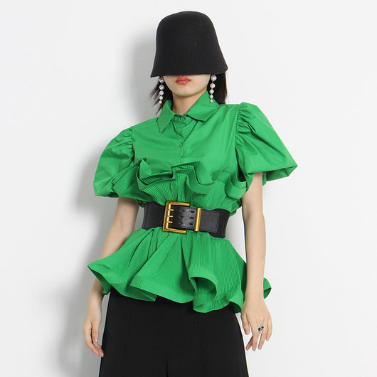 Blusa Princesa con Volantes y Solapa Simple - Image 3