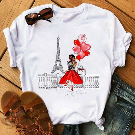 Blusa Romántica de Manga Corta para Mujer con Estampado I LOVET - Image 24