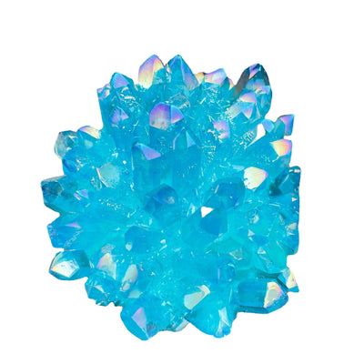 Clúster de Cristal Natural Electrochapado Azul y Blanco - Adorno Desmagnetizador de Escritorio - Image 9