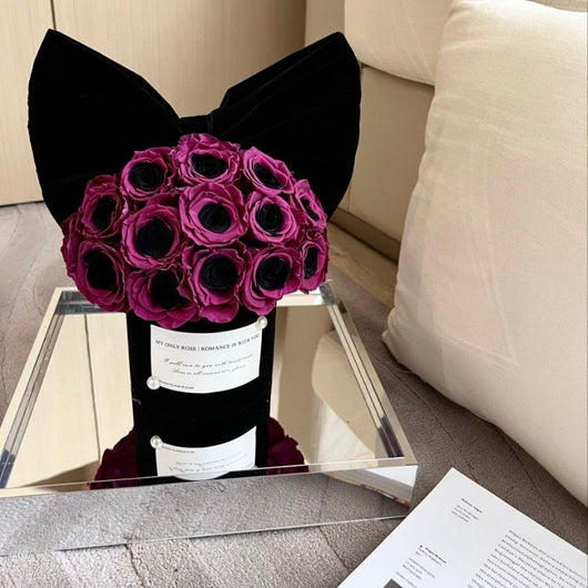 Maceta Esférica con Moño Negro y Flores de Ciruela Preservadas - Image 9