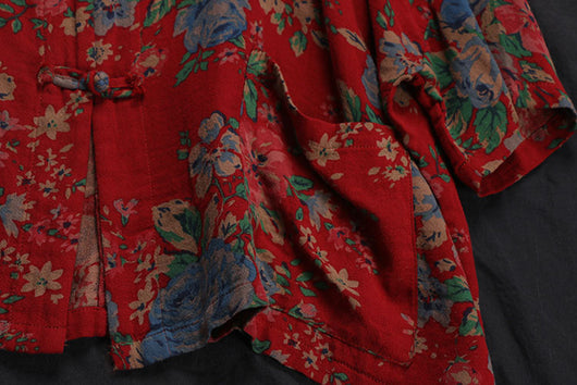 Camisa Retro Étnica con Cuello Mao y Estampado Floral - Image 11