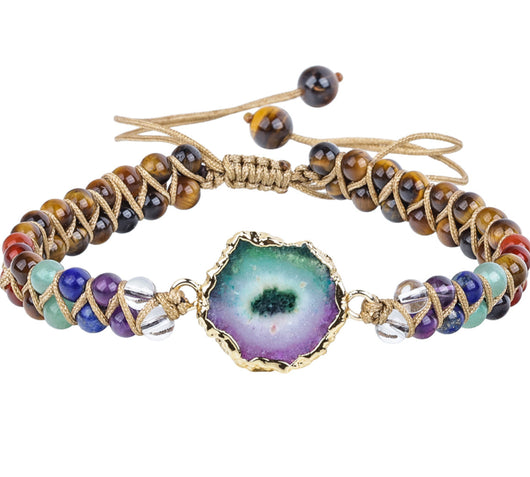 Pulsera de Yoga con Cuentas de Ágata Natural Trenzada para Mujer - Image 4