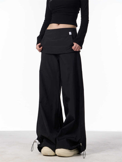 Pantalón Ancho Tipo Overol con Efecto Dos Piezas y Detalle Bandage - Image 5