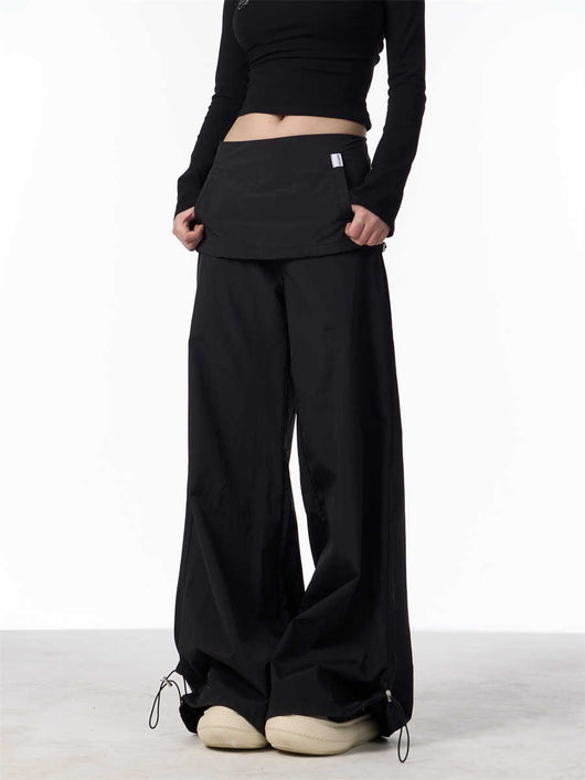 Pantalón Ancho Tipo Overol con Efecto Dos Piezas y Detalle Bandage - Image 5