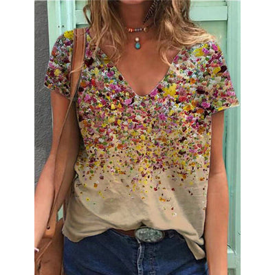 Blusa Estampada Cuello V Manga Corta - Image 3