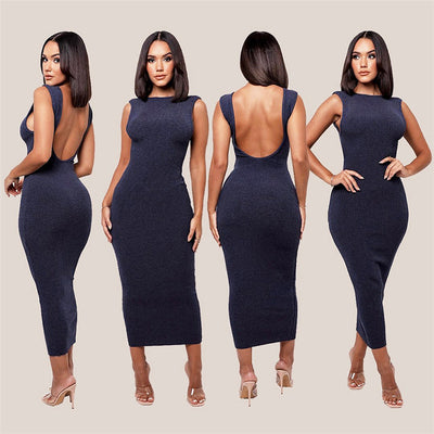 Vestido Asimétrico Elegante de Espalda Abierta con Ajuste Ceñido