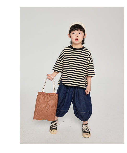 Playera Infantil de Rayas Coreana Suelta para Verano - Image 8