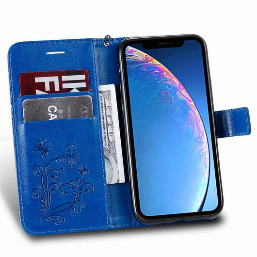 Funda de Cuero para Teléfono con Mariposa 3D, Soporte de Tarjetas y Cordón - Image 7