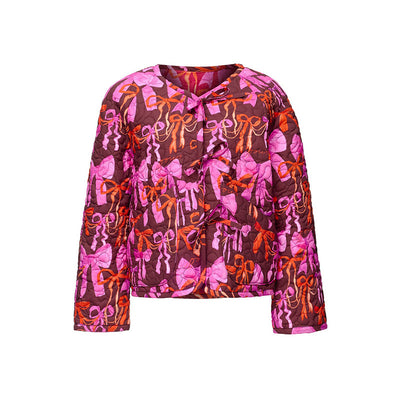 Chaqueta con Lazo Estampado, Cuello Redondo y Cordones Reversible - Image 17