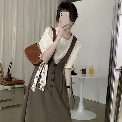 Conjunto de Dos Piezas Vintage Francés con Tirantes para Mujer - Image 3