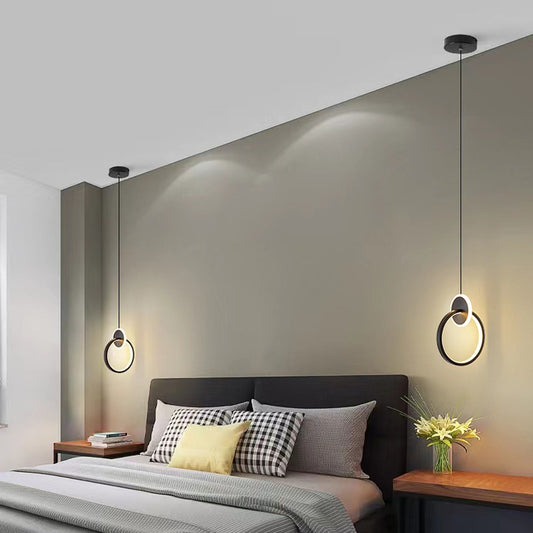 Lámpara de Techo LED Nórdica Minimalista Doble Anillo para Dormitorio
