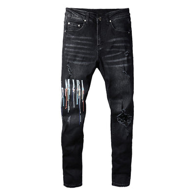 Jeans Negros para Hombre con Detalles en Color Deslumbrante - Image 5