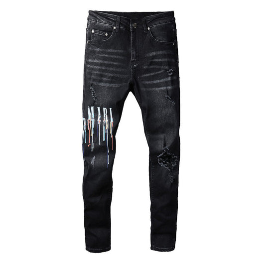 Jeans Negros para Hombre con Detalles en Color Deslumbrante - Image 5