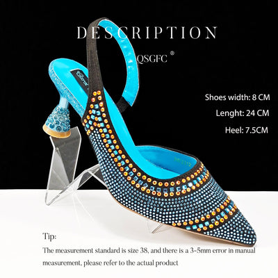 Tacones Altos Puntiagudos con Detalles Brillantes y Rayas - Image 11