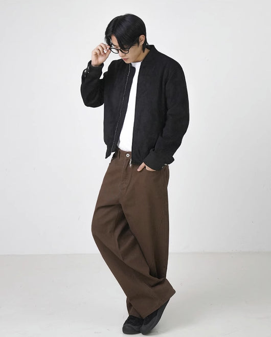 Pantalones Rectos de Algodón Lavado Estilo Retro en Marrón - Image 14