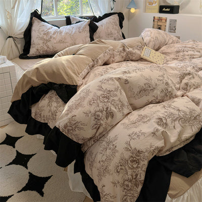 Juego de Cama Algodón Lavado Encaje Tulipán Estilo Coreano 4 Piezas - Image 16
